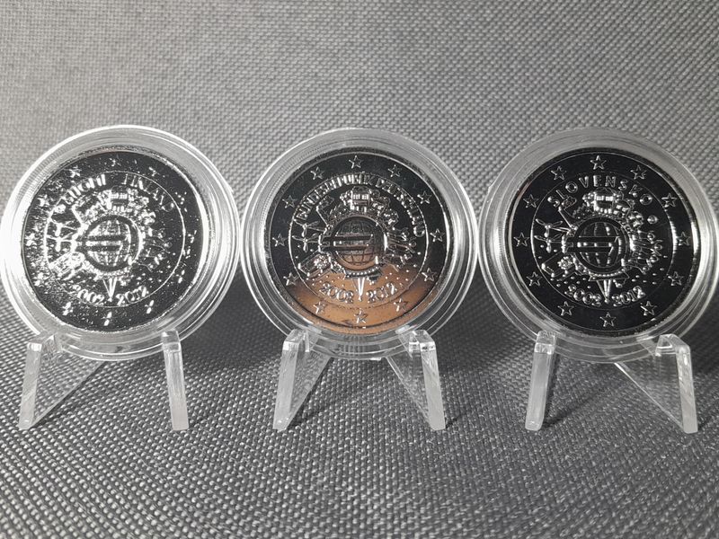 Münzen Set Finnland Deutschland Slowakei 2012 2 Euro Platin 10 Jahre Bargeld Münzen Set Finnland Deutschland Slowakei 2012 2 Euro Platin 10 Jahre Bargeld