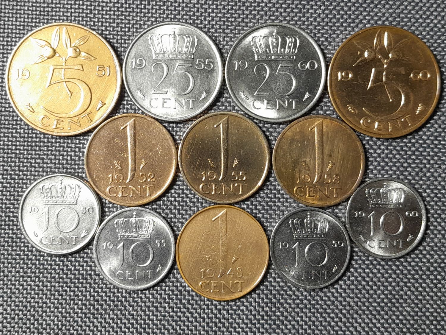 Münzen Set 1948 - 1960 Niederlande 1 5 10 25 Cent Wilhelmina Juliana Erhaltung!!!