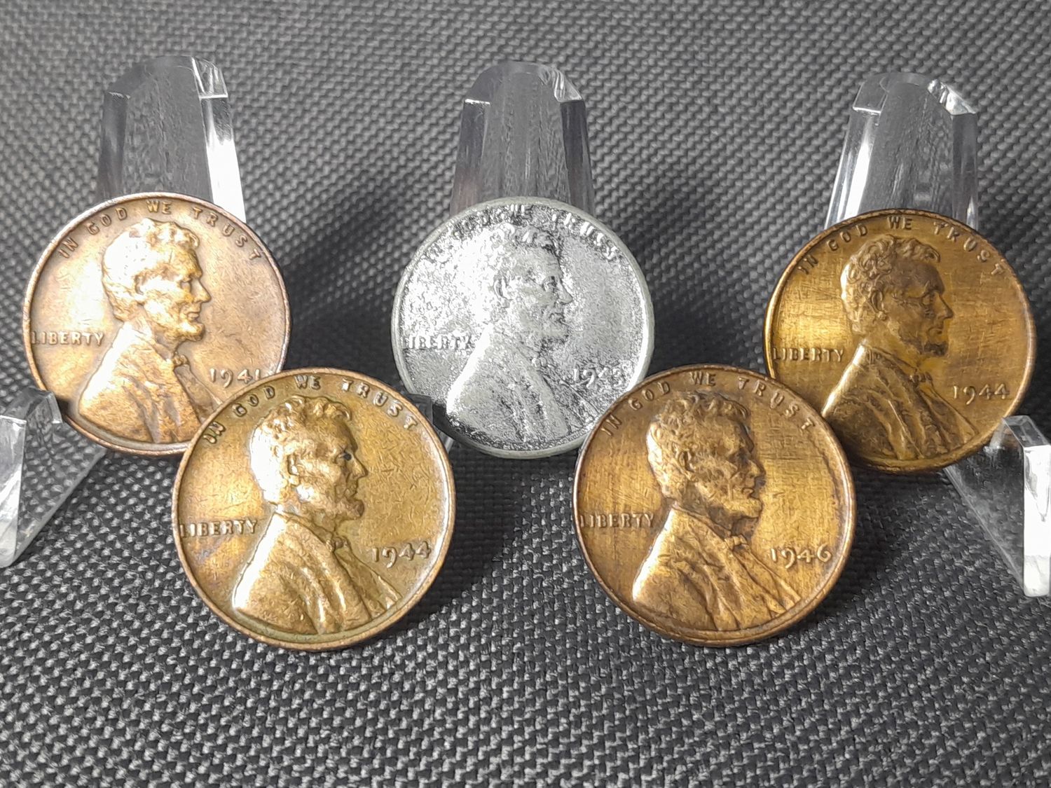 Münzen Set USA 1941 1943 1944 1946 1 Cent Lincoln Wheat Penny