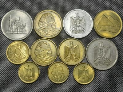 Münzen Set Ägypten 1957 - 1984 1 5 10 Millimes Piaster Sphinx Münzen Set Ägypten 1957 - 1984 1 5 10 Millimes Piaster Sphinx