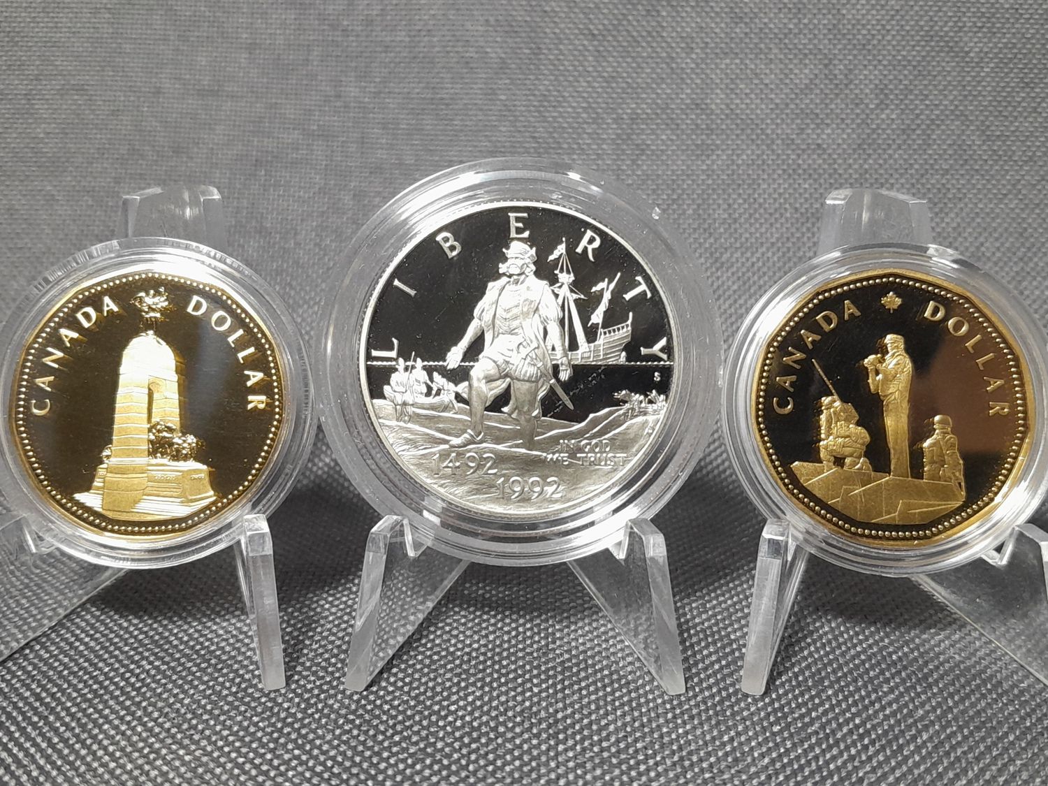 Münzen Set USA Kanada 1992 1994 1995 Half 1/2 Dollar Kolumbus Denkmal Ottawa Proof