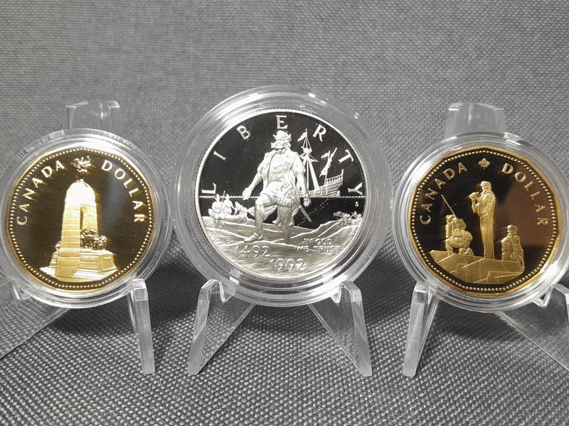 Münzen Set USA Kanada 1992 1994 1995 Half 1/2 Dollar Kolumbus Denkmal Ottawa Proof Münzen Set USA Kanada 1992 1994 1995 Half 1/2 Dollar Kolumbus Denkmal Ottawa Proof