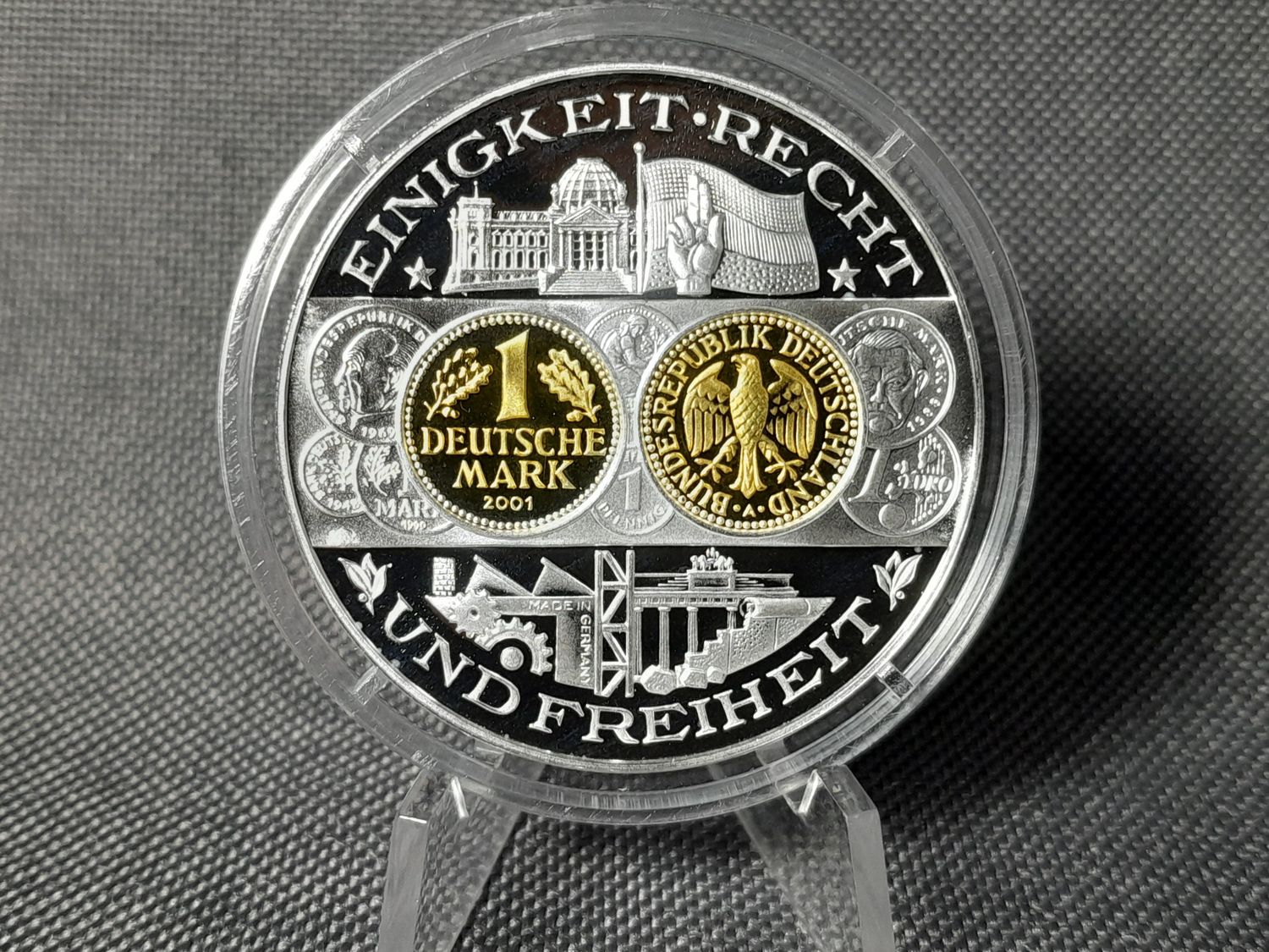 Silbermedaille Deutschland 1 Deutsche Mark Münzgeschichte Gilded PP Proof 2. Silbermedaille Deutschland 1 Deutsche Mark Münzgeschichte Gilded PP Proof 2.