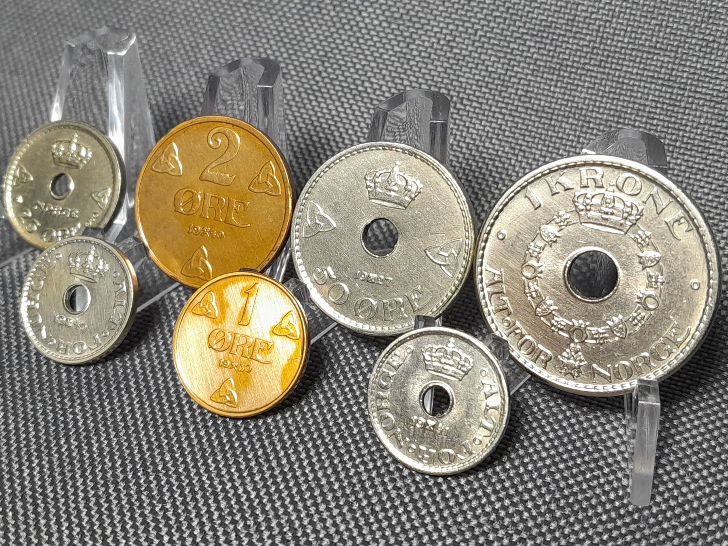 Münzen Set Norwegen 1927 1929 1939 1940 1941 1 2 10 25 50 Öre Krone Fehlprägung Erhaltung!