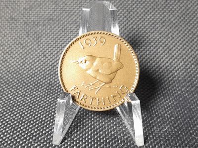 Münze England 1939 1 Farthing König George VI. Vogel Erhaltung!!!