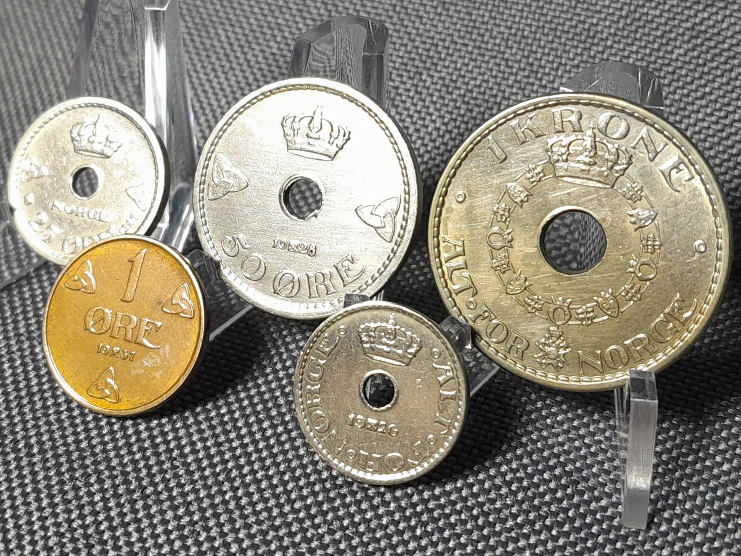 Münzen Set Norwegen 1926 1927 1928 1937 1940 1 10 25 50 Öre Krone Erhaltung!!!