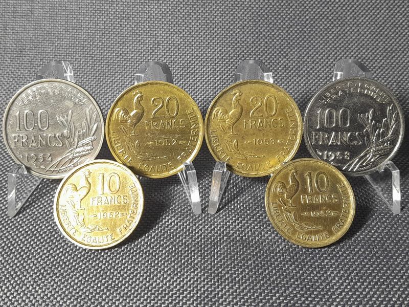 Münzen Set Frankreich 1952 1953 1954 1958 10 20 100 Francs Erhaltung!!! Münzen Set Frankreich 1952 1953 1954 1958 10 20 100 Francs Erhaltung!!!