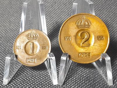 Münzen Set Schweden 1954 1955 1 2 Öre König Gustav VI. Adolph Sverige Münzen Set Schweden 1954 1955 1 2 Öre König Gustav VI. Adolph Sverige