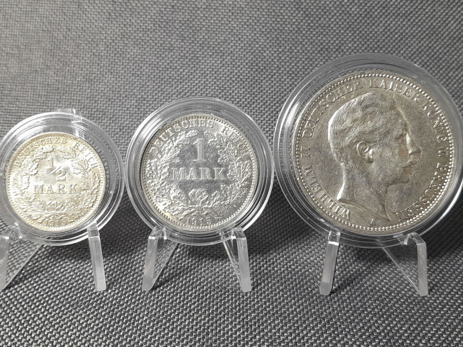 Silbermünzen Set Deutsches Kaiserreich 1910 1915 A 1/2 1 3 Mark Berlin Wilhelm II. Preussen Erhaltung Silbermünzen Set Deutsches Kaiserreich 1910 1915 A 1/2 1 3 Mark Berlin Wilhelm II. Preussen Erhaltung