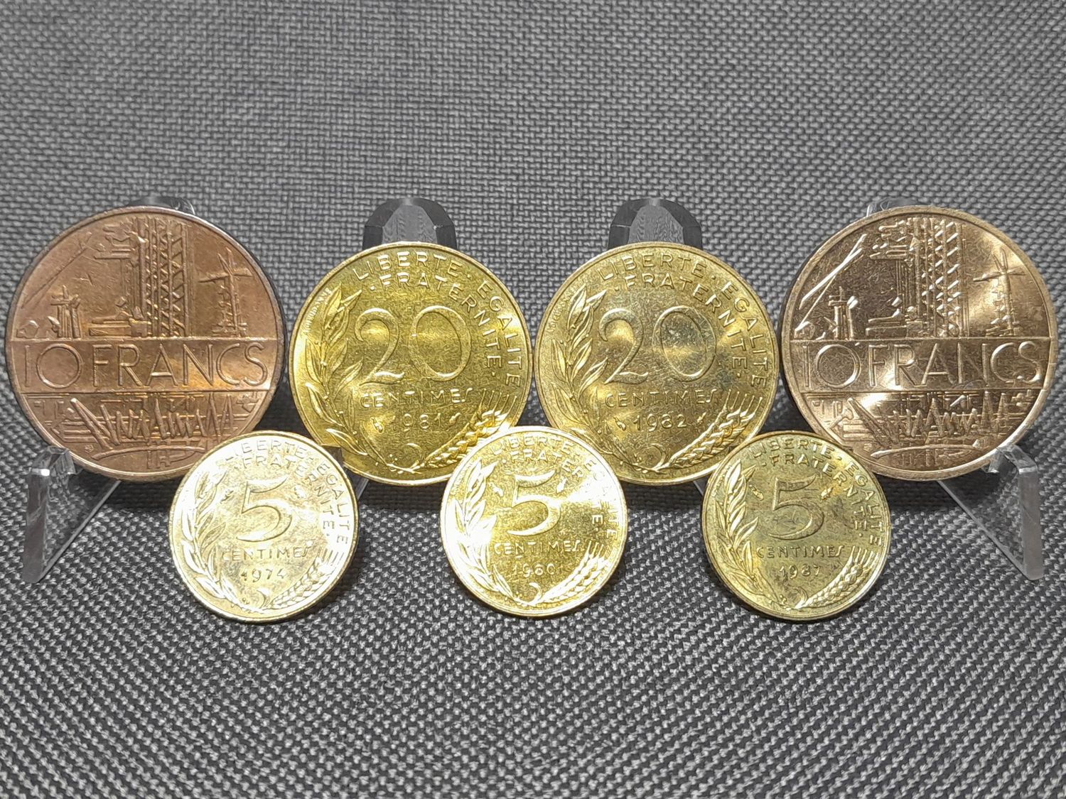 Münzen Set Frankreich 1974 1980 1981 1982 1984 1987 5 10 20 Centimes Francs Erhaltung!