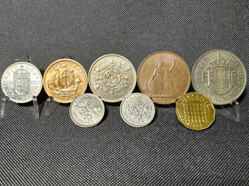 Münzen Set England 1955 1957 1958 1962 1963 1967 1/2 1 2 3 6 Penny Pence Crown Shilling Queen Erhaltung Münzen Set England 1955 1957 1958 1962 1963 1967 1/2 1 2 3 6 Penny Pence Crown Shilling Queen Erhaltung
