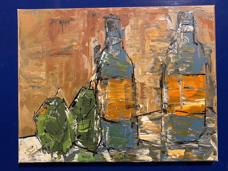 JERBEARS &quot;A PAIR OF PEARS WITH WINE&quot; PAINTING - NLA