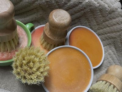 ROSEMARY &amp; WILD ORANGE DISH SOAP WITH BAMBOO BRUSH