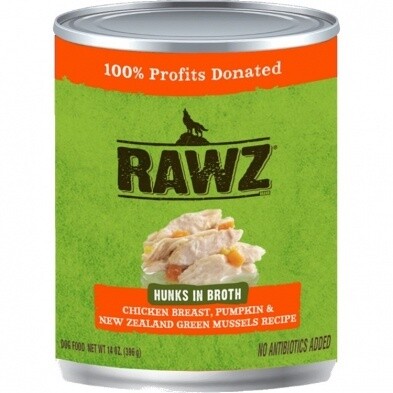RAWZ DOG - Hunks in Broth Chix Breast, Pumpkin & NZGM 396g