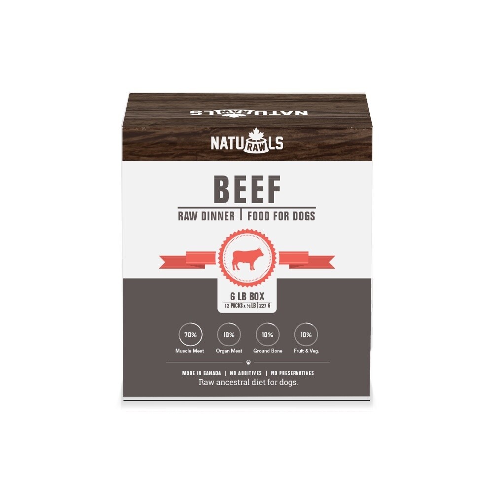 Naturawls Dog Frozen - Raw Dinner Beef & Veggie 6lbs (12pks)