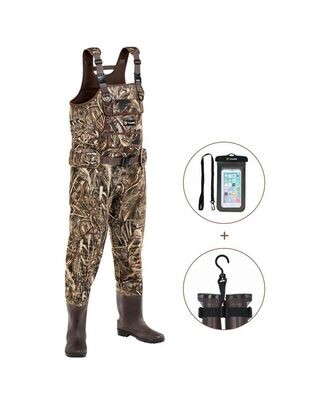 TideWe Men's and Women's Chest Waders with Boots Hanger, Realtree MAX5 Camo Neoprene Hunting Fishing Bootfoot Waders
