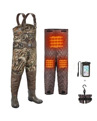 TideWe Breathable Heated Chest Waders, 1200G Waterproof Duck Hunting Wader with Removable Insulated Liner