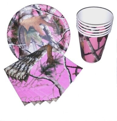 Pink Camo Party Packs For Eight