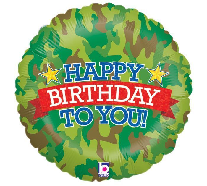 Camo Birthday Holographic Balloon