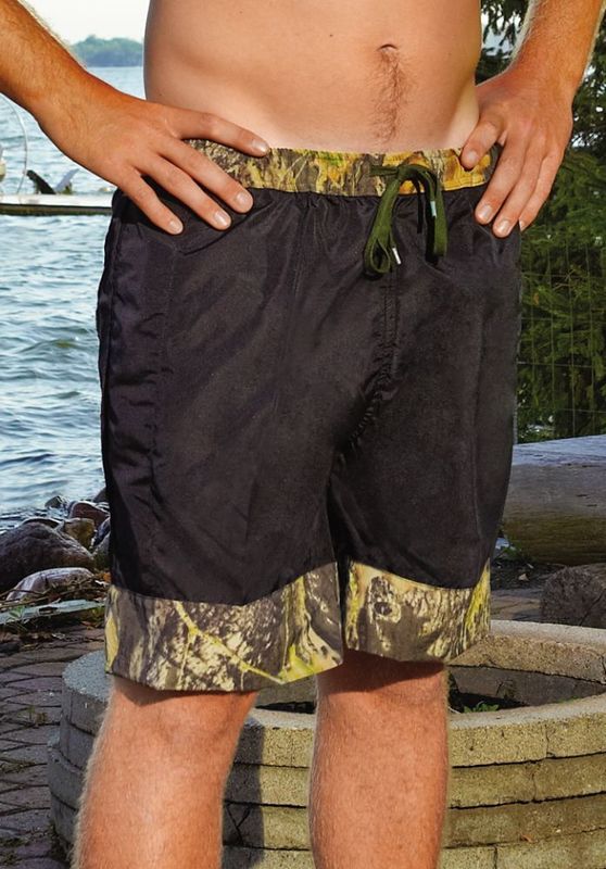 Camo-Trimmed Swim Trunks
