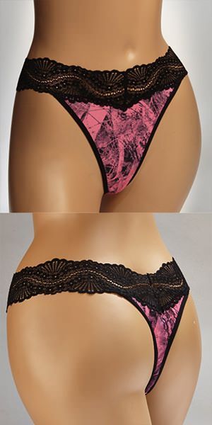 Naked North® Pink Thong W/Black Lace