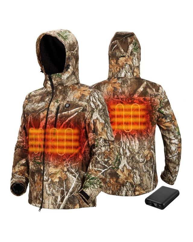 TideWe Men's Soft Shell Heated Jacket Coat with Detachable Hood and Battery Pack