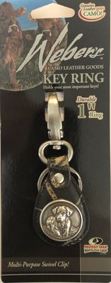 Weber's Leather-Camo Key Ring and Fob with Dog Conch