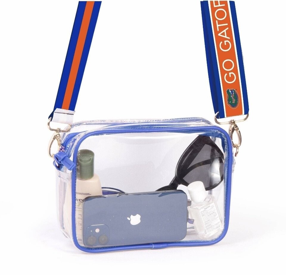 Bridget Clear Purse with Patterned Shoulder Straps