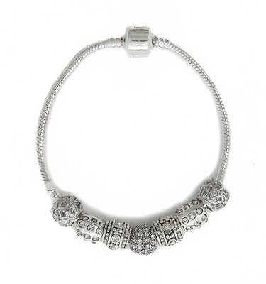 Charm Bracelet White/Silver beads