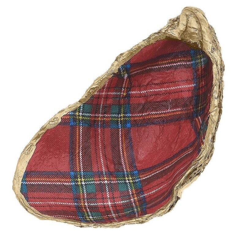 Christmas Kim's Decoupage Oyster Ring Dish in Red & Green