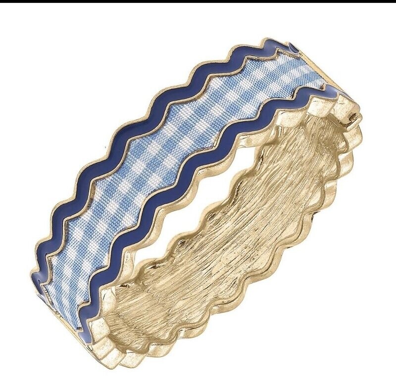 Free's Gingham Statement Bangle in Blue