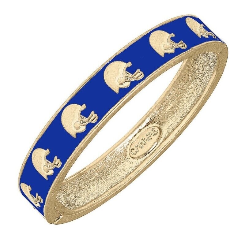 Game Day Enamel Football Helmet Hinge Bangle in Blue