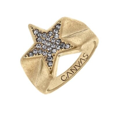 Kat's Pavé Star Ring in Worn Gold