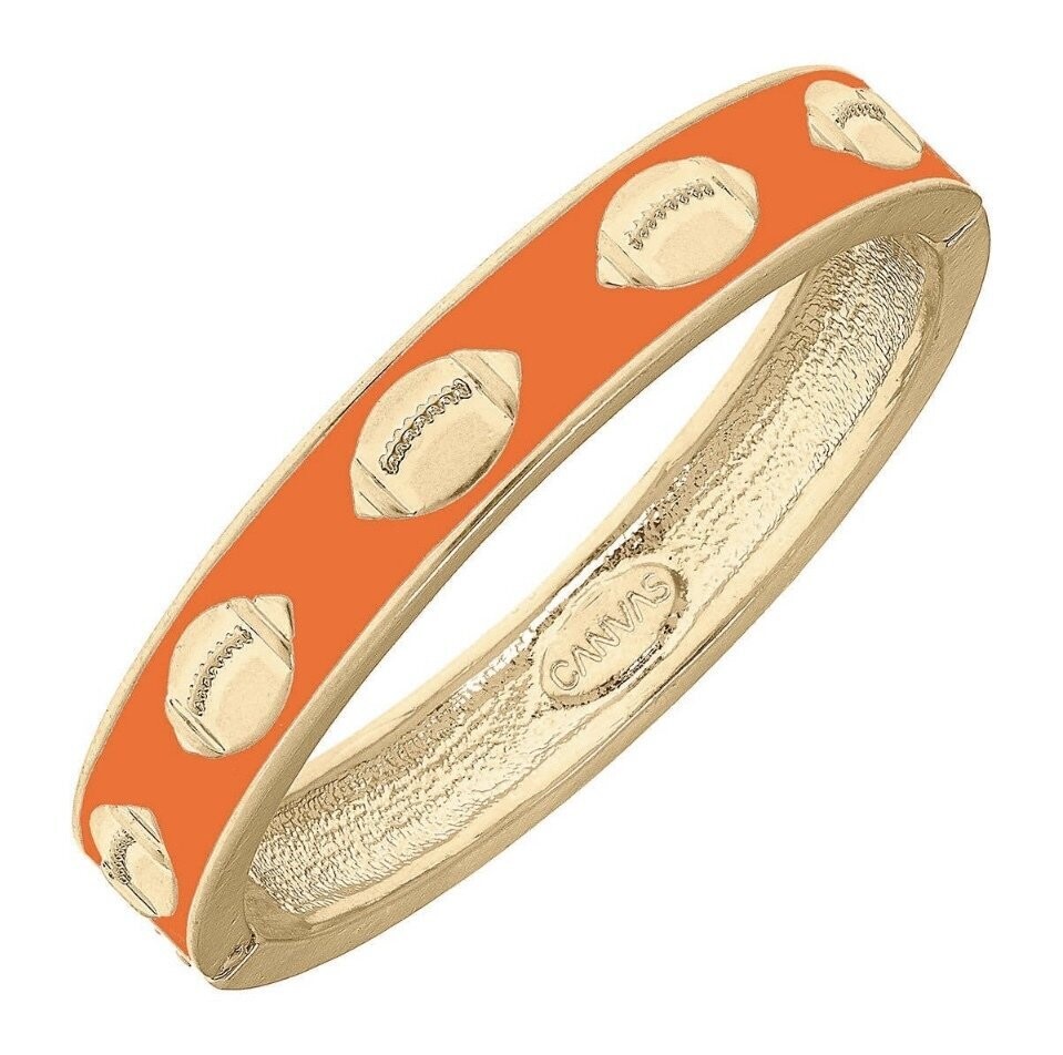 Game Day Enamel Football Hinge Bangle in Blue