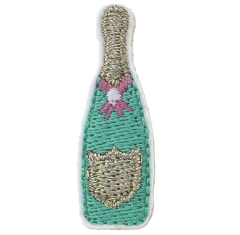 Stuck on You Large Champagne Bottle Patch in Green & Gold