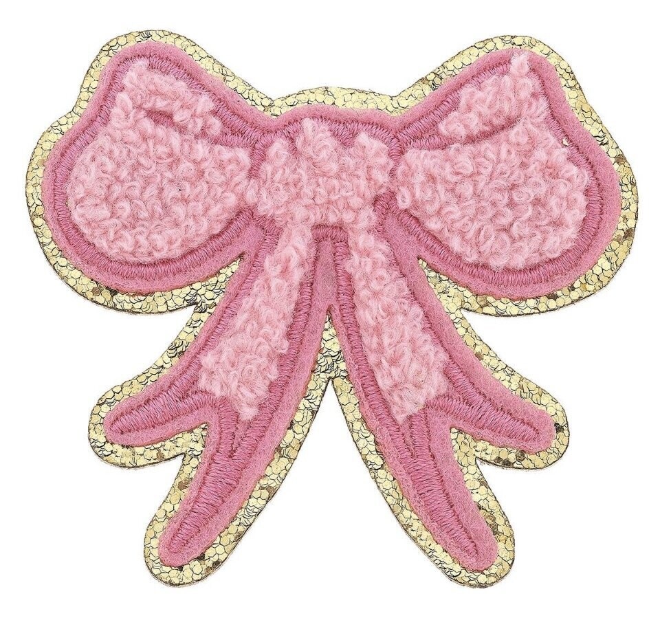 Stuck on You Large Chenille Glitter Bow Patch