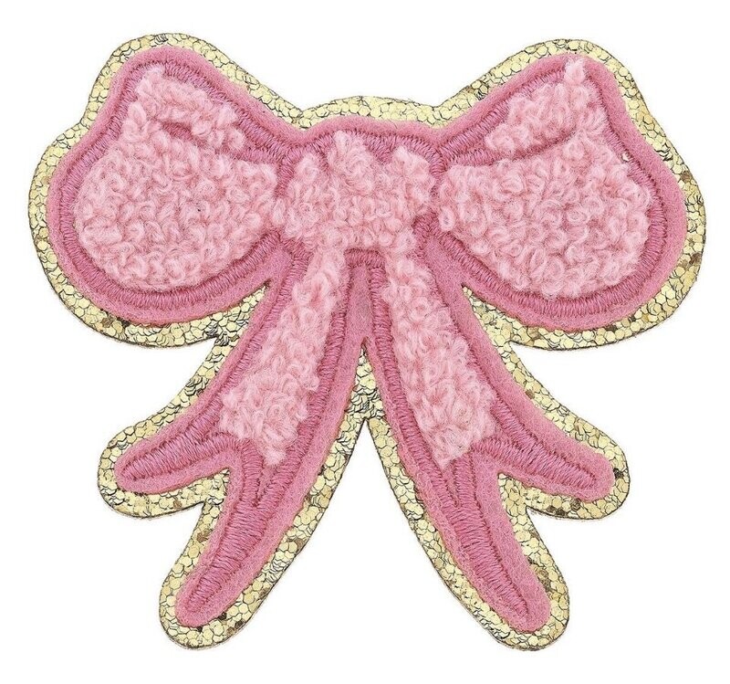 Stuck on You Large Chenille Glitter Bow Patch