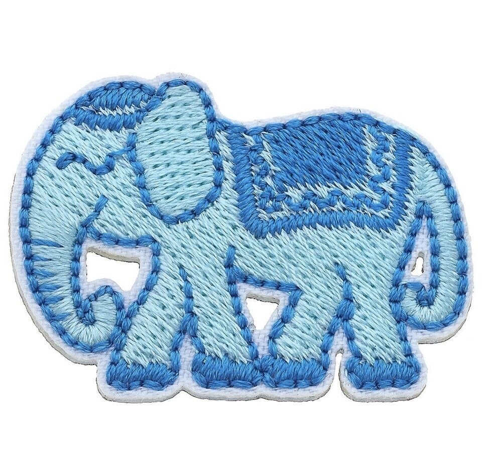 Stuck on You Small Elephant Patch in Aqua & Blue