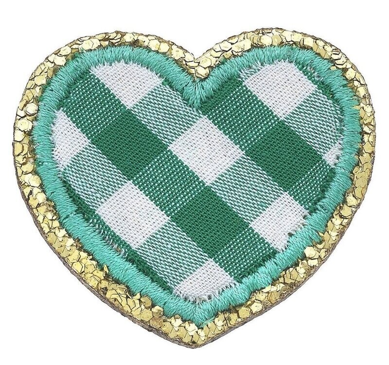 Stuck on You Small Glitter Gingham Heart Patch