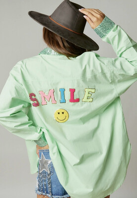 Smile Sequin Patch Shirt