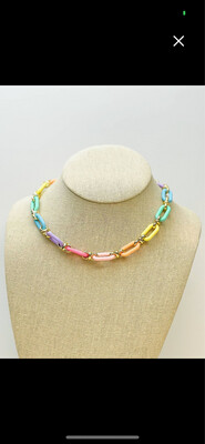 Pastel Rainbow Chunky Chain Necklace