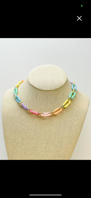 Pastel Rainbow Chunky Chain Necklace