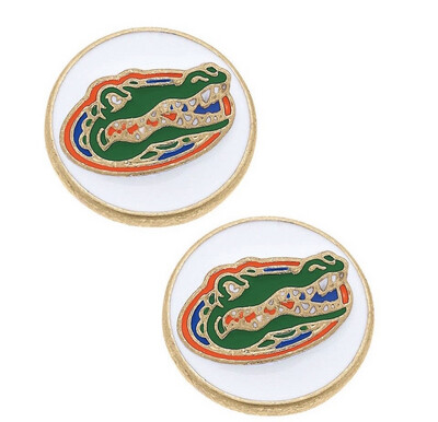 Florida Gators Enamel Disc
Stud Earrings in White