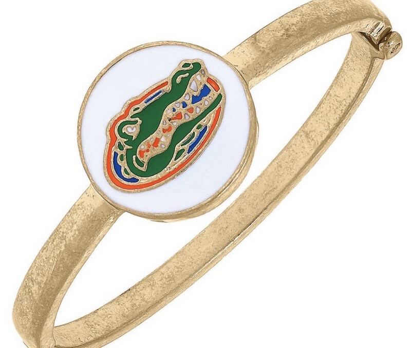 Florida Gators Enamel
Statement Hinge Bangle in
White