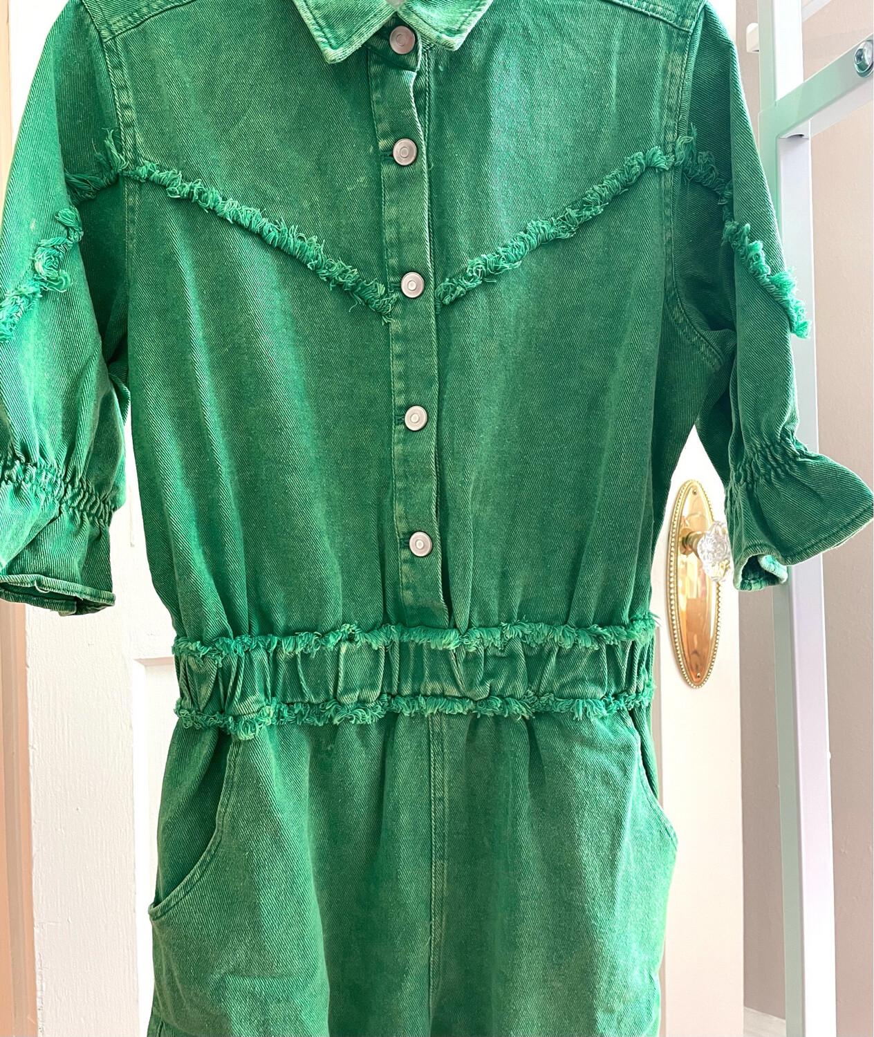 Green Washed Twill Romper