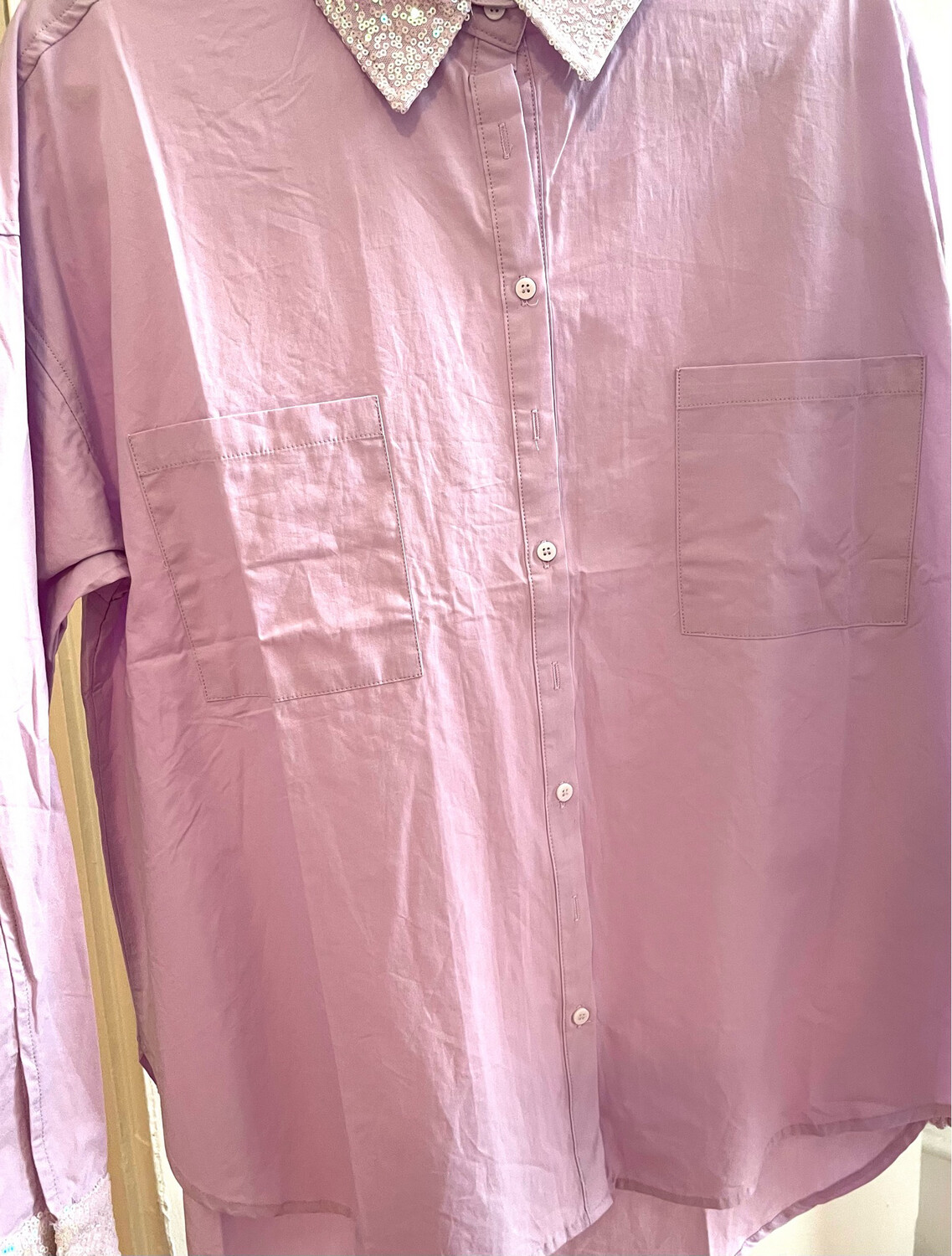 Cheers Sequin Patch Poplin
Shirt