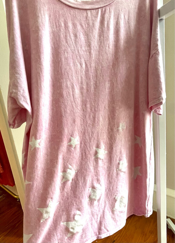 Washed Star Print Mini Shirt Dress