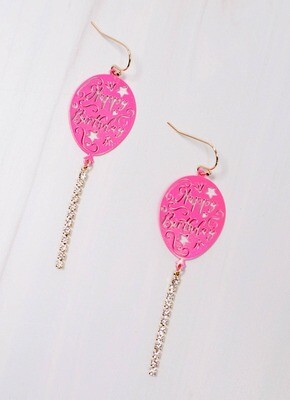 Happy Birthday Balloon Earring HOT PINK