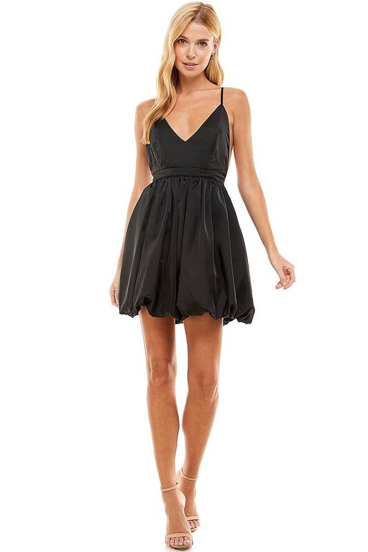 V Neck Bubble Skirt Dress