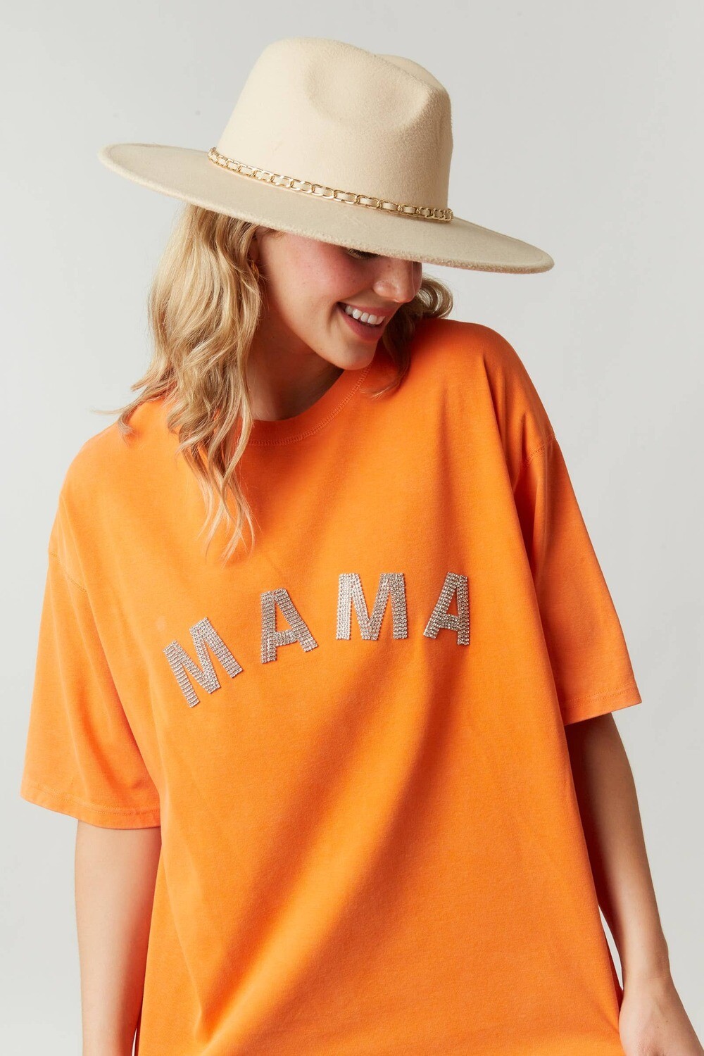 Embellished Mama Patch Tee (Orange)